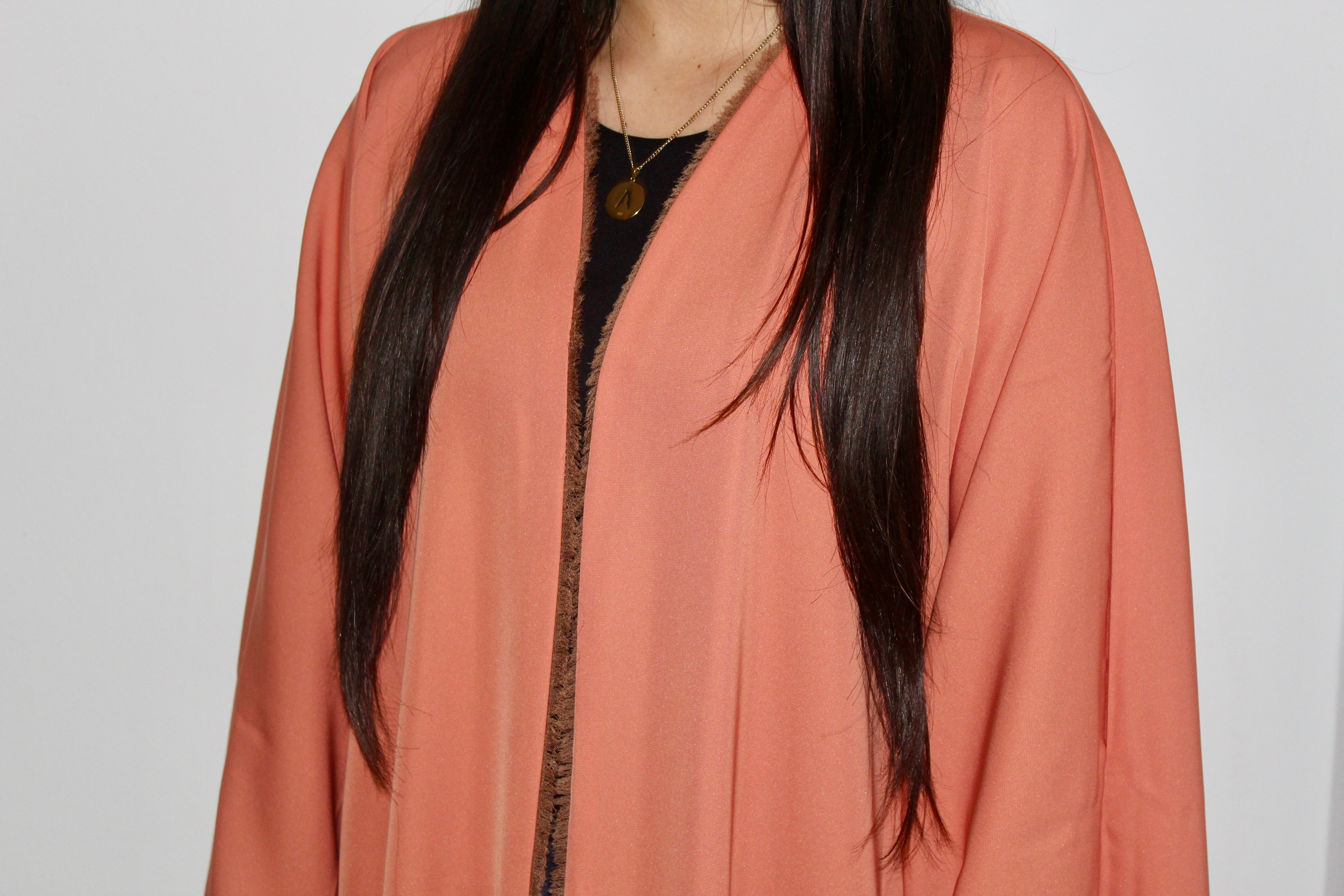 Orange brown two sided abaya